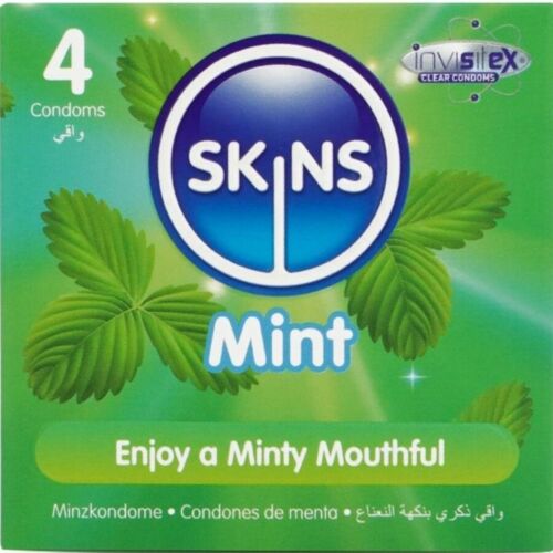 Préservatifs SKINS Mint 4-Pack - Goût menthe frais