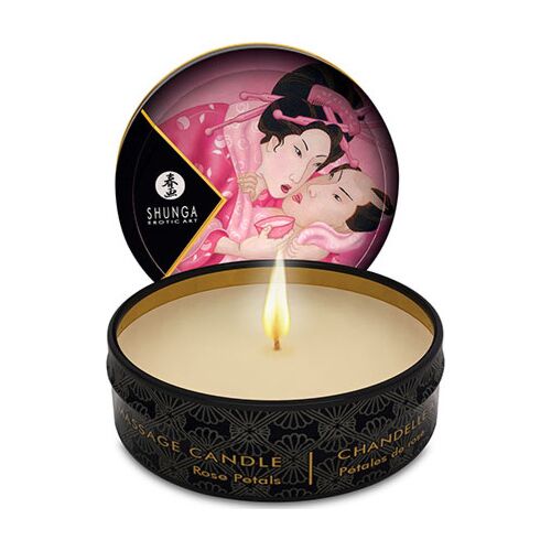 Bougie de Massage Shunga Mini Caress avec parfum de roses