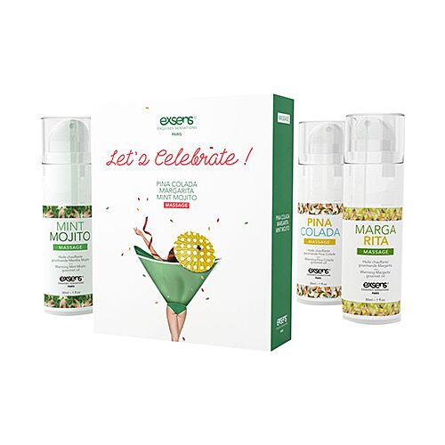 WARMING GOURMET MASSAGE  OILS  LET.S CELEBRATE! 3 X 30ML
