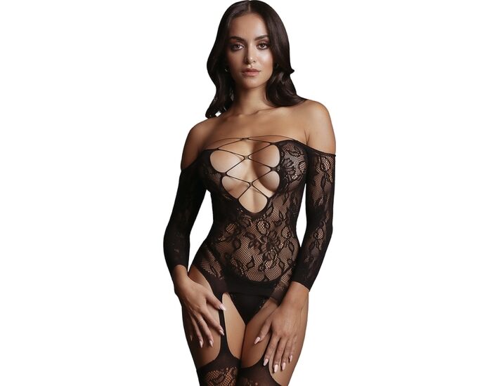 Le Désir - Body manches longues avec jarretelles - Noir