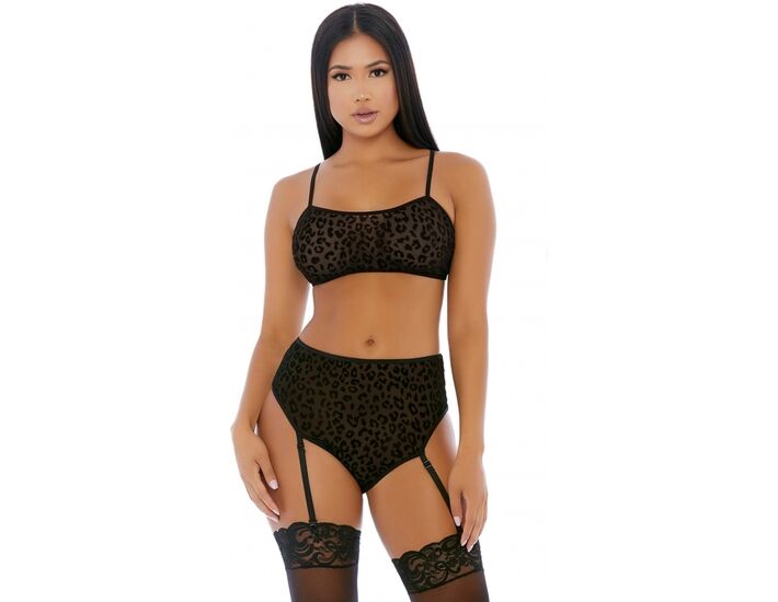 Ensemble lingerie caraco léopard Lustful Negro
