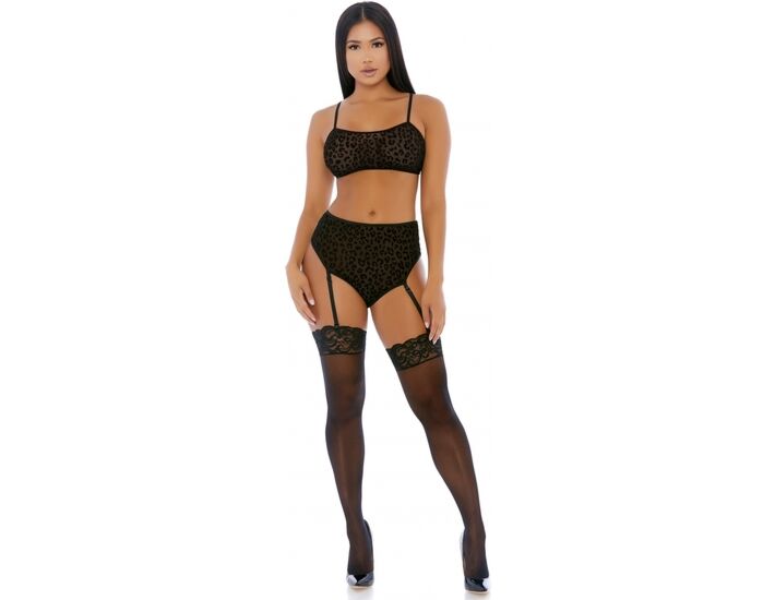 Ensemble lingerie caraco léopard Lustful Negro