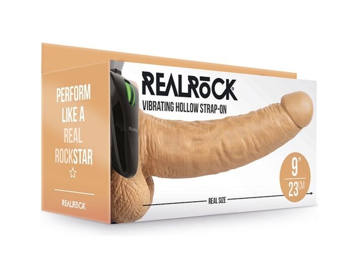 Realrock-Strap-On Creux Vibrant avec Testicules - 9''/ 23 cm