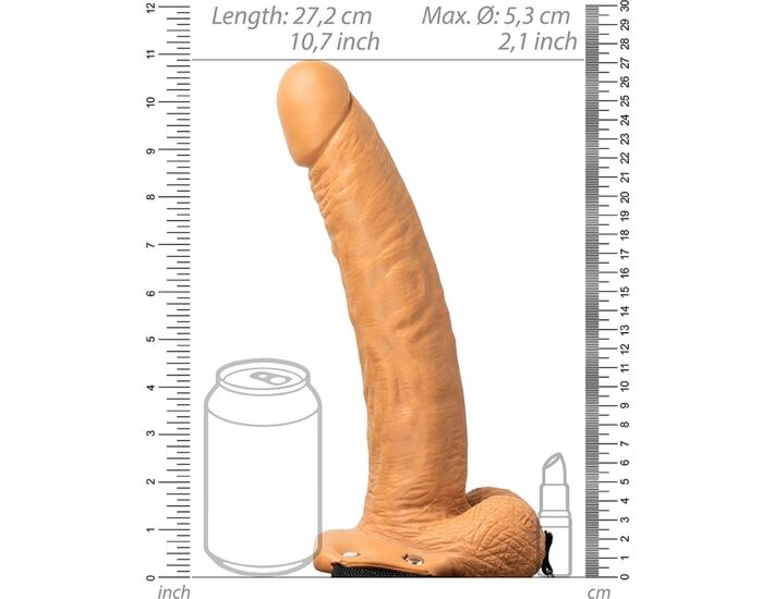 Realrock-Strap-On Creux Vibrant avec Testicules - 9''/ 23 cm