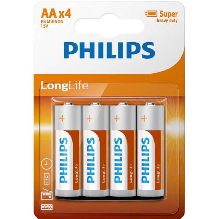 Piles AA Philips de haute qualité - Pack de 4 Piles AA Philips de haute qualité - Pack de 4