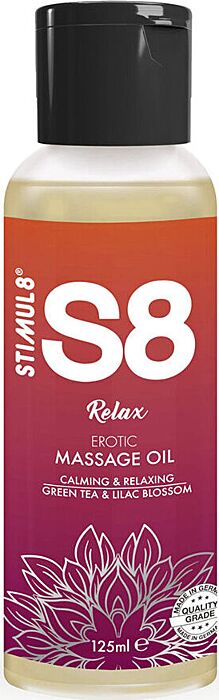 Huile de massage STIMUL8 S8 Relax thé vert 125 ml Huile de massage STIMUL8 S8 Relax thé vert 125 ml