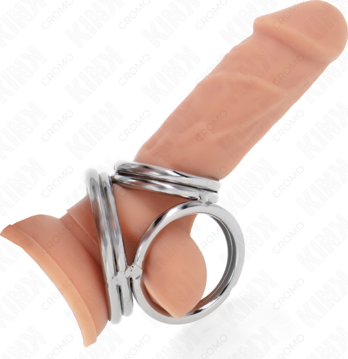 Anillo Pénis KINK Triple Métal Chromé - Contrôle Sensuel Anillo Pénis KINK Triple Métal Chromé - Contrôle Sensuel
