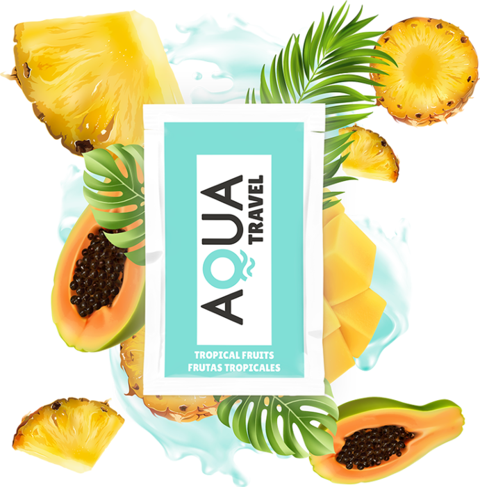 Aqua Travel - Lubrifiant à base d'eau saveur fruits tropicaux 6 ml - Sex Shop