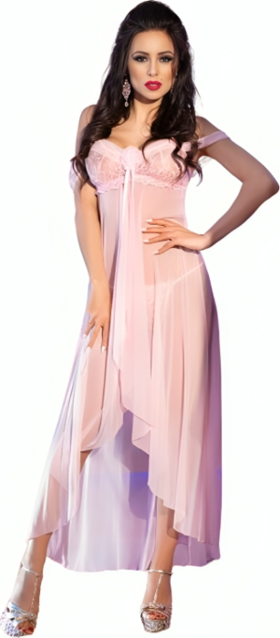 Babydoll Long CHILIROSE CR 3716 Élégance Rose