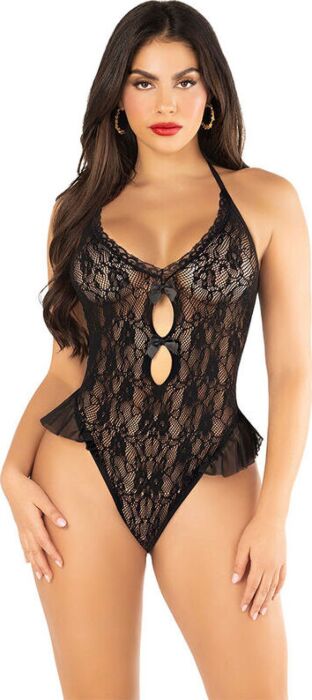 Body Noir Leg Avenue Lazos & Volants Élégant Body Noir Leg Avenue Lazos & Volants Élégant