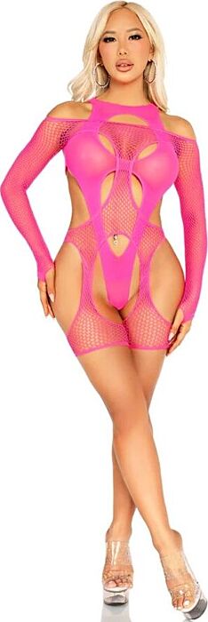 Body de Rejilla Leg Avenue Rose Neon Séduction