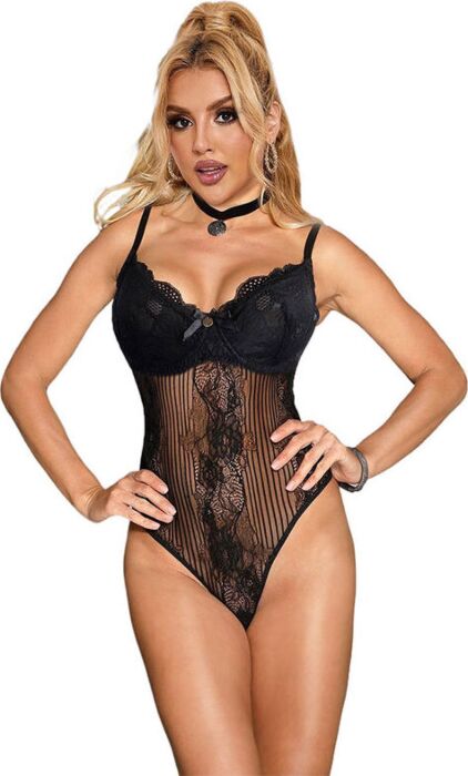 Body Noir SUBBLIME Crotchless Élégance Sensuelle