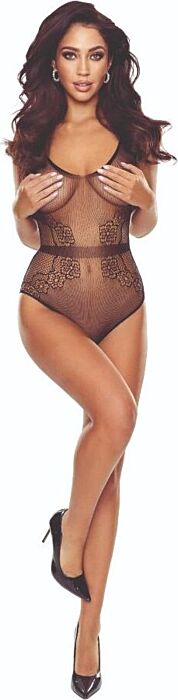 Bodystocking PASSION BS115 Noir - Élégance Sensuelle