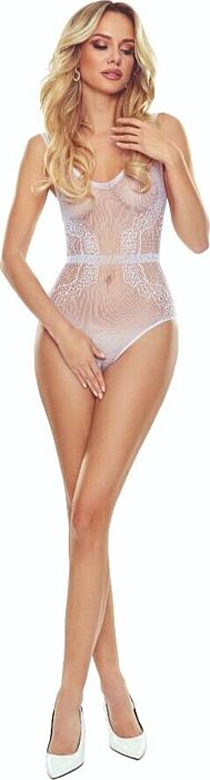 Bodystocking PASSION BS115 Blanc | Élégance Sensuelle