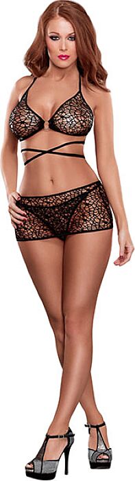 Magic silk sujetador, mini falda y tanga negro Magic silk sujetador, mini falda y tanga negro