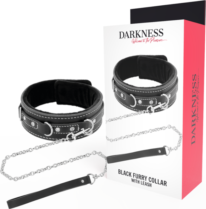 Collier en cuir DARKNESS avec laisse ajustable