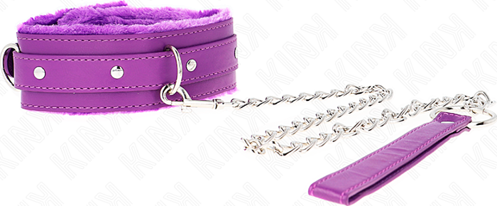 Collier BDSM KINK Violet 65 cm avec Sangle Ajustable