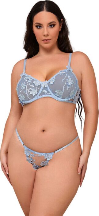 Conjunto Lingerie SUBBLIME Floral Bleu Élégant