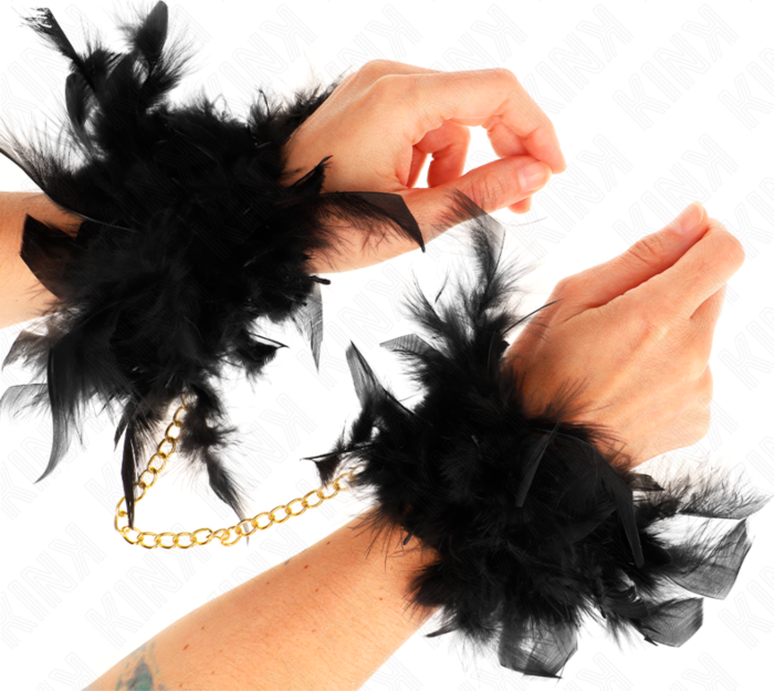 Esposas BDSM KINK Plumes Noires Élégantes Esposas BDSM KINK Plumes Noires Élégantes