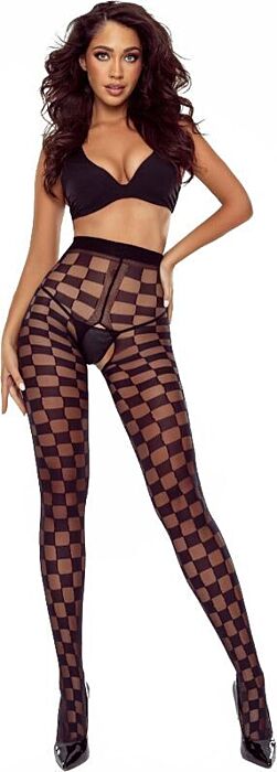 Medias Crotchless Passion TIOPEN 024 Élégance Noir