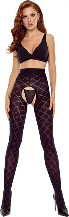 Medias Crotchless Passion TIOPEN 025 Élégance Noire