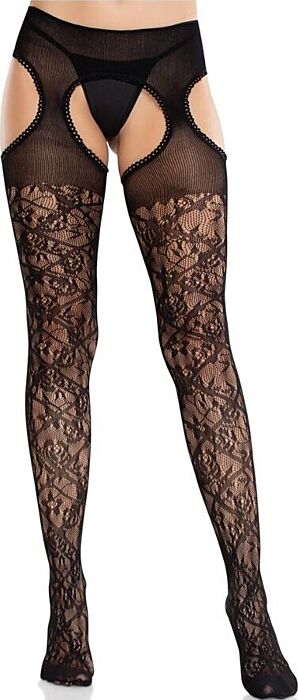 Medias de Liguero Leg Avenue Floral Noir Élégance