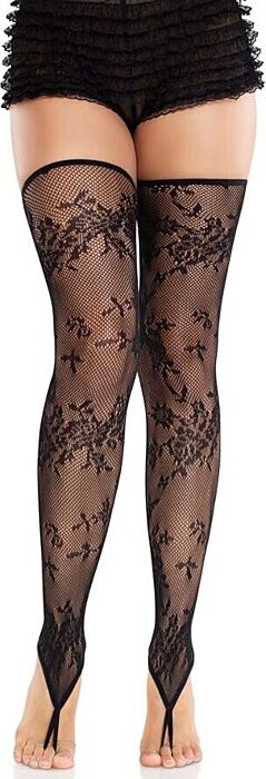 Medias Leg Avenue Floral Noires Élégantes Medias Leg Avenue Floral Noires Élégantes