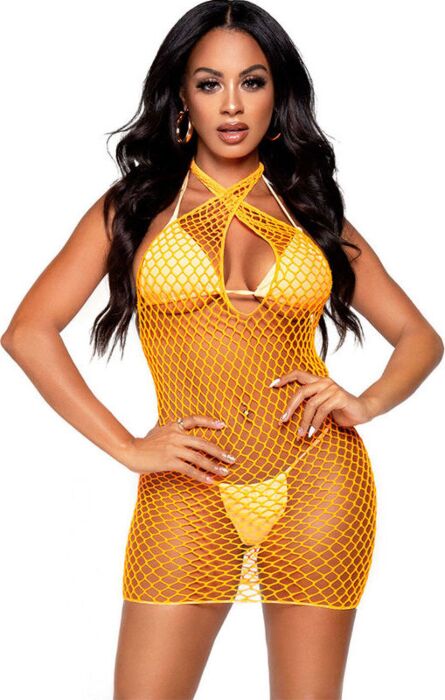 Minivestido Halter Leg Avenue Orange T. Unique Minivestido Halter Leg Avenue Orange T. Unique