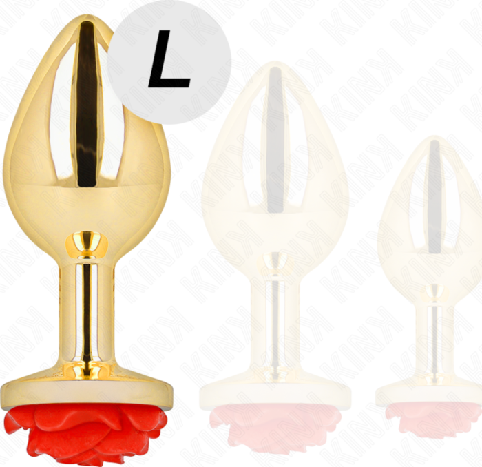 Plug Anal KINK Doré Rose Rouge - Élégance Sensuelle Plug Anal KINK Doré Rose Rouge - Élégance Sensuelle