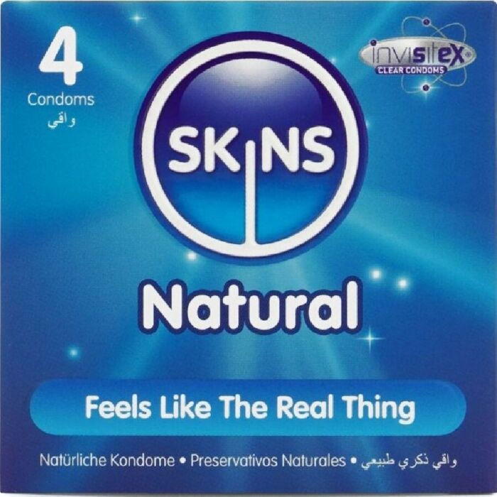 Préservatifs SKINS Natural Pack 4 - Sensation seconde peau