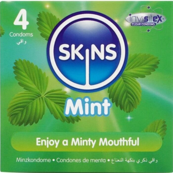 Préservatifs Skins Menthe 4-Pack | Plaisir Intime Préservatifs Skins Menthe 4-Pack | Plaisir Intime