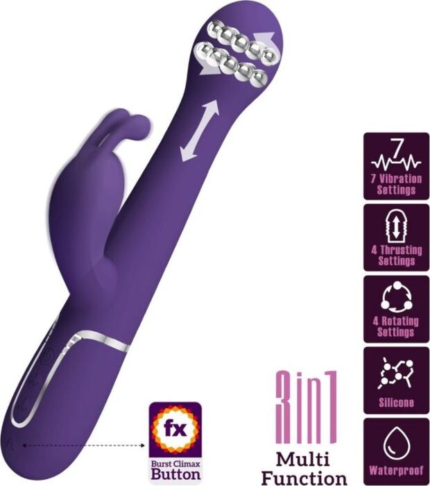PRETTY LOVE - DEJON VIBRADOR RABBIT 3 EN 1 MULTIFUNCIÓN MOR PRETTY LOVE - DEJON VIBRADOR RABBIT 3 EN 1 MULTIFUNCIÓN MOR