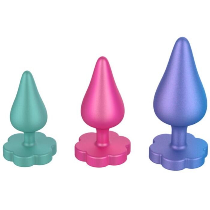 Kit d'entrainement anal ROMP Luster avec base fleurie Kit d'entrainement anal ROMP Luster avec base fleurie