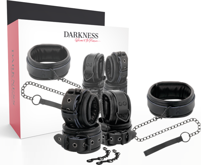 Sets Bondage DARKNESS con collar y esposas de cuero Sets Bondage DARKNESS con collar y esposas de cuero