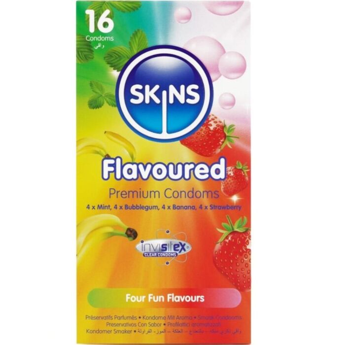 Préservatifs Sabores SKINS Pack 16 avec 4 saveurs Préservatifs Sabores SKINS Pack 16 avec 4 saveurs