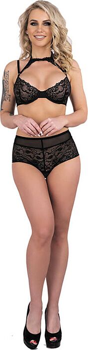 Lingerie Livco Corsetti Sujetador + Panty Noir Élégant