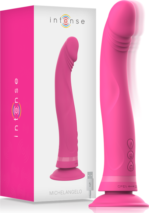 Vibromasseur Intense Michelangelo en silicone rose - Double densité, puissant et rechargeable