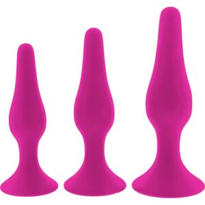 Kit de Séduction Anale Courbé - Ensemble de 3 Bouchons en Silicone