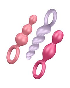 Satisfyer pack 3 plugs silicona tri color