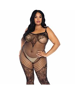 Leg avenue bodystocking en red y diseã‘o floral talla grande