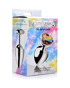 Plug anal coeur - arc-en-ciel - moyen - argent