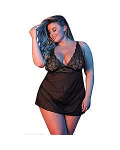 Sexytime - Chemise de nuit dos en V - Noir