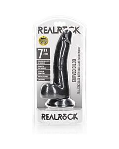 RealRock - Pénis Réaliste Courbé avec Testicules et Ventouse - 7''/18 cm