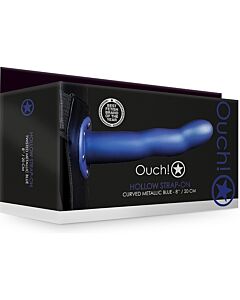 Ouch Courroie Creuse Courbée Bleu Métallique 8'' - Sex Shop