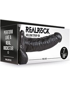 Realrock Harnais Creux avec Testicules - 7'' / 18 cm - Noir