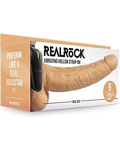 Realrock-Strap-On Creux Vibrant avec Testicules - 9''/ 23 cm