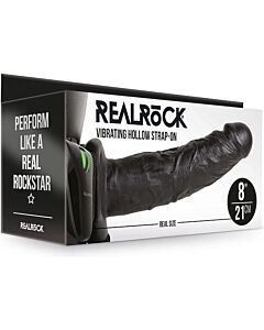 Realrock-strap-on creux vibrant sans balle - 8''/20,5 cm