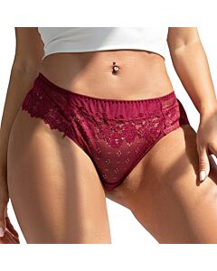 Culottes en Dentelle Florale Rouge Vin