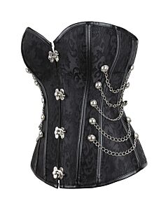 Corset noir avec panneau en PVC et boucles argentées