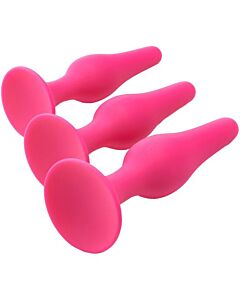 Kit de Séduction Anale Courbé - Ensemble de 3 Bouchons en Silicone